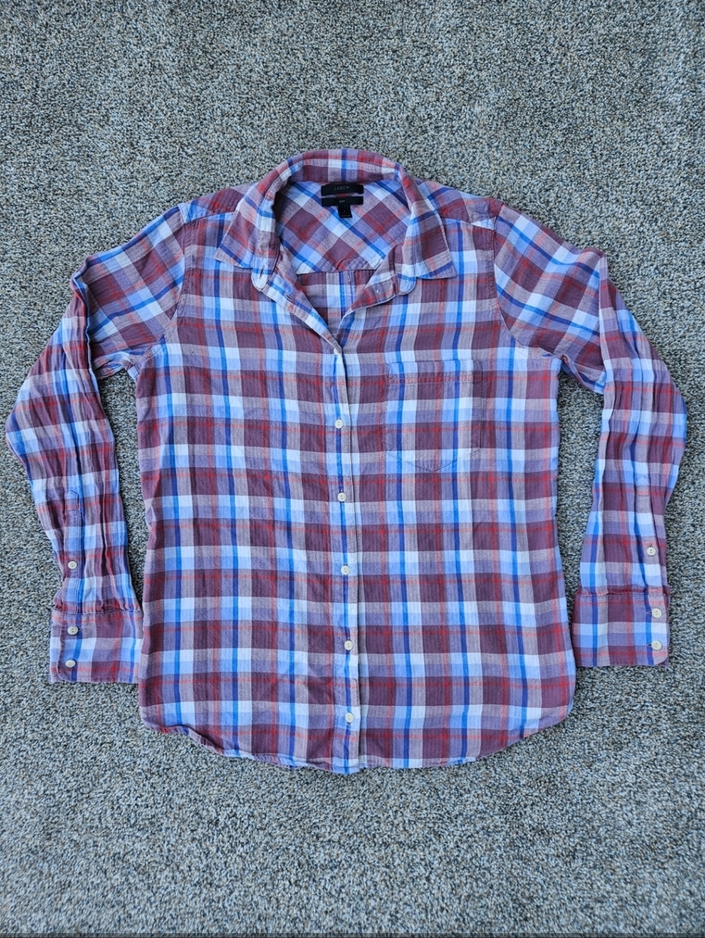 J Crew Womens Boy Fit Size 8 Shirt Plaid Button Front Long Sleeve Dawson Light